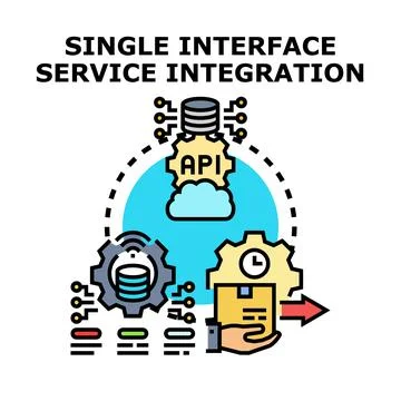 Single interface service integration processing data connection 库存插图