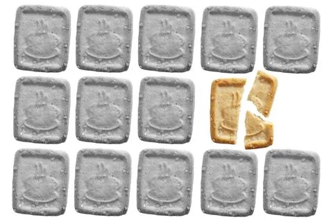 Single isolated broken biscuit in white background Stock Photos