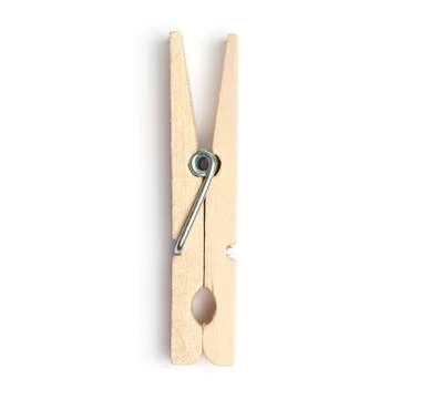 Single isolated clothespin 스톡 사진