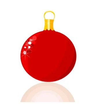 Single isolated red christmas vector glass ball Stock Illustration
