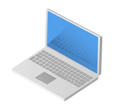 Single Isometric Personal Computer with a screen and keyboard 3D illustration Stock Illustration
