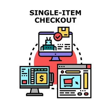 Single item checkout service and online payment process Stock Illustration