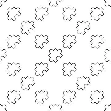 Single Jigsaw Puzzle Piece vector outline seamless pattern Illustrazione stock