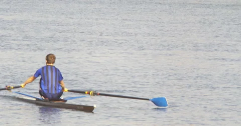 Single kayak row Stock Footage 53746618