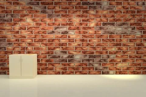 Single kitchen sink against old brick wall Stock Photos