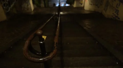 A single lady walking down the stairs Stock Footage 59797406