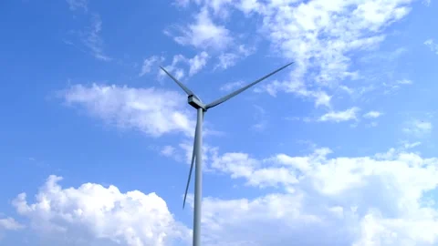 Single large alternative energy wind turbine rotating against beautiful blu.. Vídeos de archivo 338198185