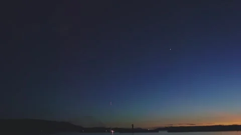 Single large firework exploding over the ocean during twilight summer festival Stock-Footage 340632658