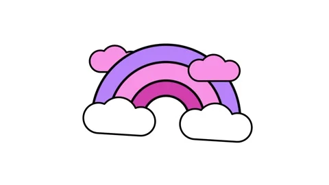 Single Large Rainbow Above Fluffy Clouds Stock Footage 336836849