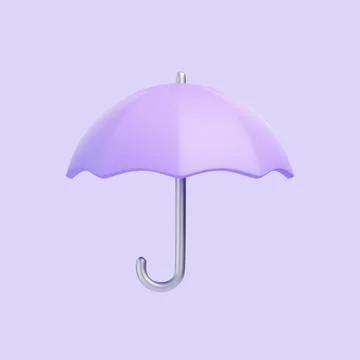 A single lavender-colored umbrella with a sleek metallic handle Stock Illustration