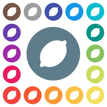 Single lemon flat white icons on round color backgrounds Stock Illustration