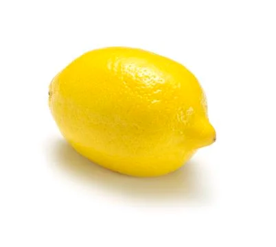 Single lemon isolated on white with shadow. Stock Photos