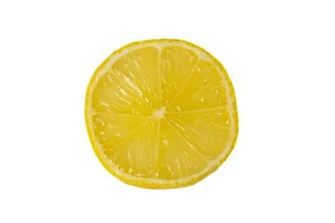 Single lemon slice isolated on white background. Minimal healthy food concept Stock Photos