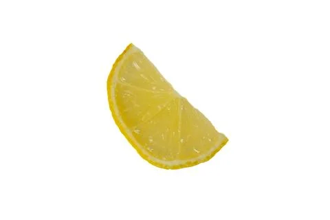 Single lemon wedge isolated on white background Stock Photos