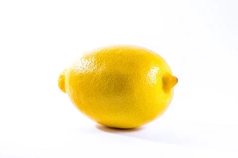 Single Lemon White Background Bright Yellow Fruit Fresh Food Foto stock