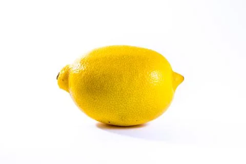 Single Lemon White Background Bright Yellow Fruit Fresh Food Stock Photos