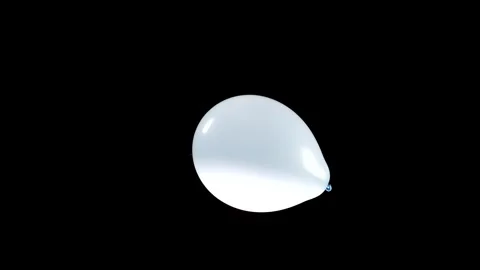 Single Light Blue Balloon Falling Down on Black Background with Green Screen Stock Footage 305012897