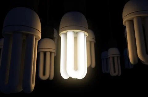 Single Light Bulb Illuminated In Collection Stock Illustration