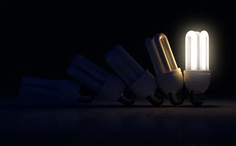 Single Light Bulb Illuminated In Row Stock Illustration