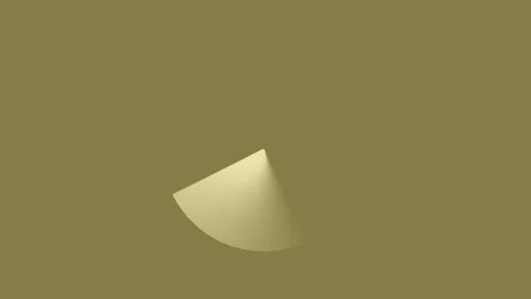 Single light yellow curved geometric shape casting a soft shadow on a plain.. Stock Footage 337566907
