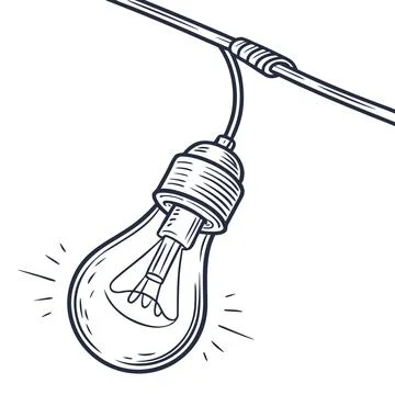 Single Lightbulb Line Art Icon Representing Idea and Innovation Stock Illustration