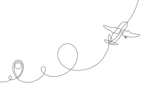Single line airplane Stock Illustration