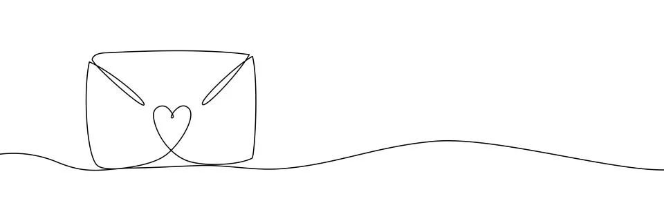 Single line art depicting envelope icon. Creative continuous drawing style for Stock Illustration