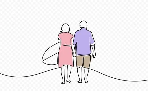 Single line art illustration on the theme of surfing Stock Illustration