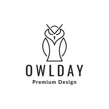 Single line bird owl logo design vector graphic symbol icon illustration cr.. イラスト素材