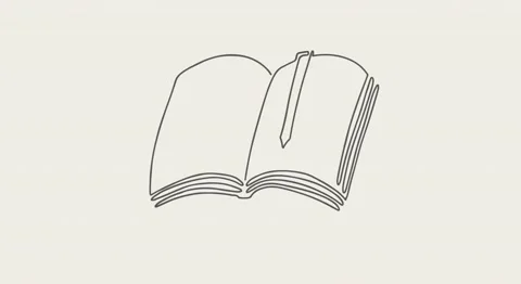 Single Line Book Animation. Isolated on Pile Yellow Background. Motion Graphic. Stock Footage 220195582