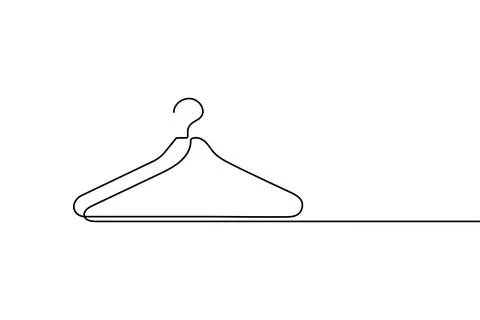 Single line clothes hanger drawing isolated on white background Stock Illustration