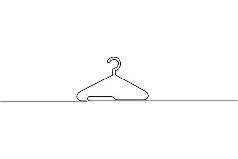 Single line clothes hanger drawing isolated on white background Stock Illustration