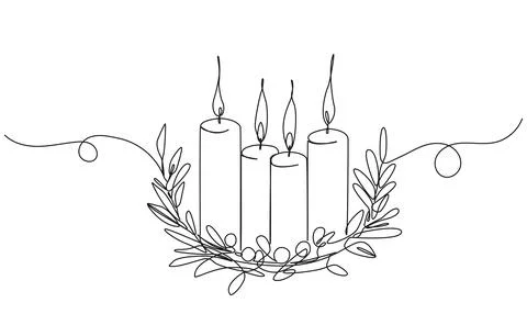 Single line drawing of advent wreath イラスト素材