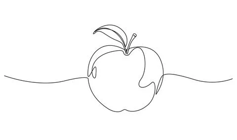 Single line drawing of an apple 스톡 일러스트