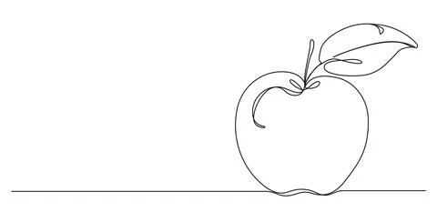 Single line drawing of an apple Illustrazione stock