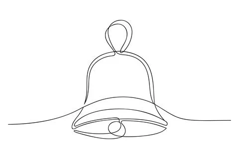 Single line drawing of a bell with clapper continuous line Stock Illustration