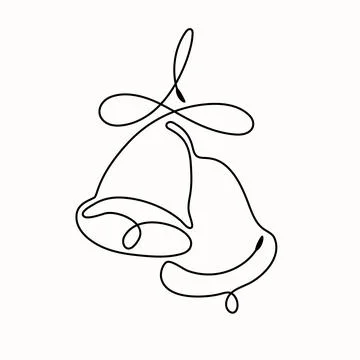 Single line drawing of bells. Vector hand drawn line art style. Stock Illustration