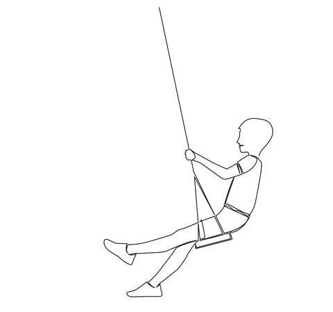 Single line drawing of boy on a swing 스톡 일러스트