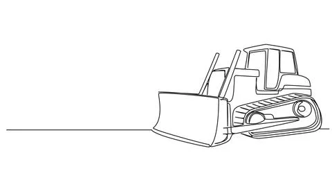 Single line drawing of bulldozer Stock-Illustration