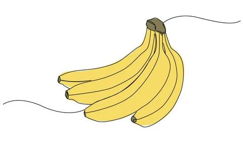 Single line drawing of bunch of bananas イラスト素材