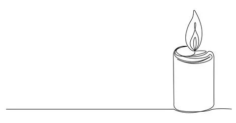 Single line drawing of burning candle Stock-Illustration