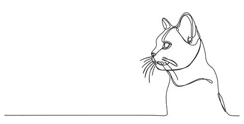Single line drawing of a cat Stock-Illustration