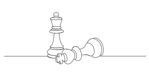 Single line drawing of chessmen イラスト素材