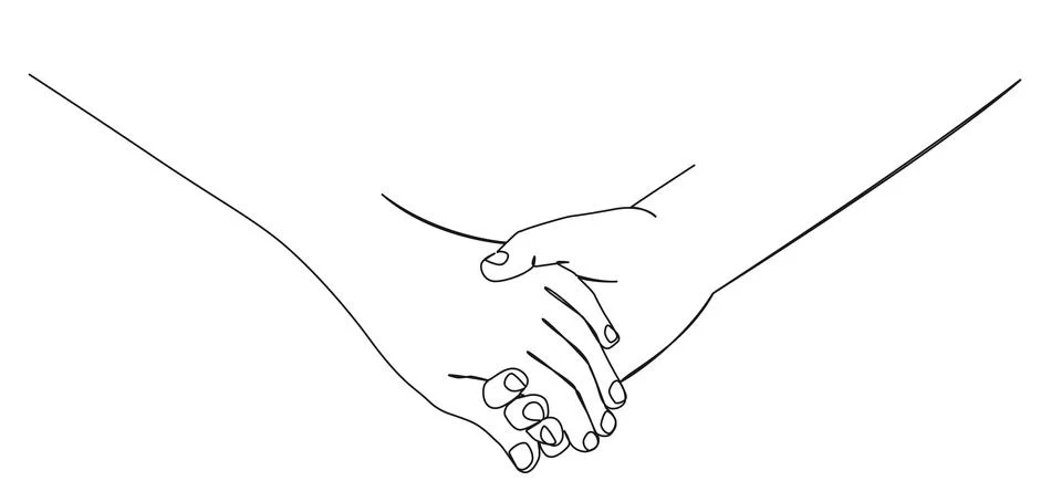 Single line drawing close-up of couple holding hands イラスト素材