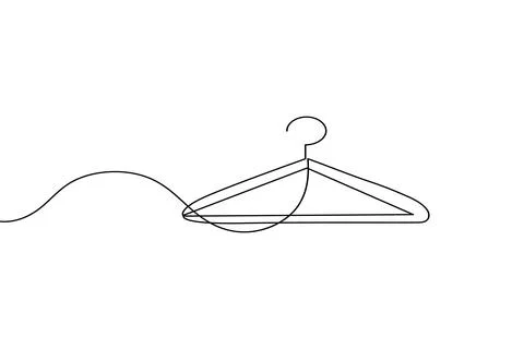 Single line drawing clothes hanger isolated on white background Stock Illustration
