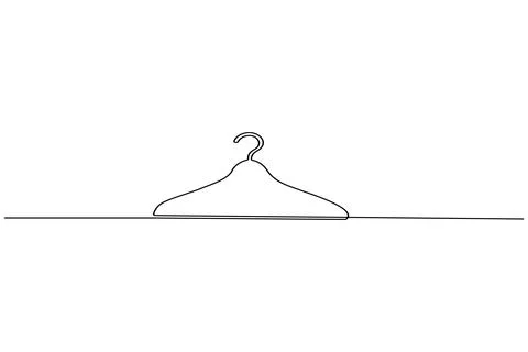 Single line drawing clothes hanger isolated on white background Stock Illustration