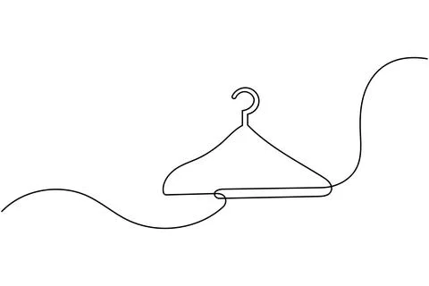 Single line drawing clothes hanger isolated on white background Illustrazione stock