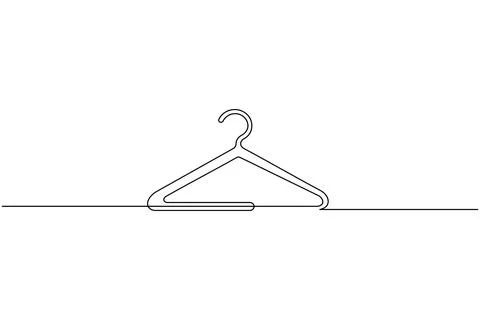 Single line drawing clothes hanger isolated on white background Illustrazione stock