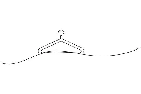 Single line drawing clothes hanger isolated on white background Stock Illustration