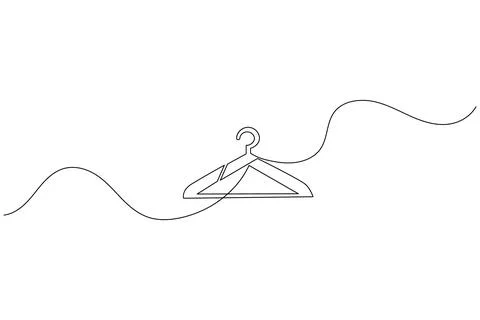 Single line drawing clothes hanger isolated on white background Stock Illustration